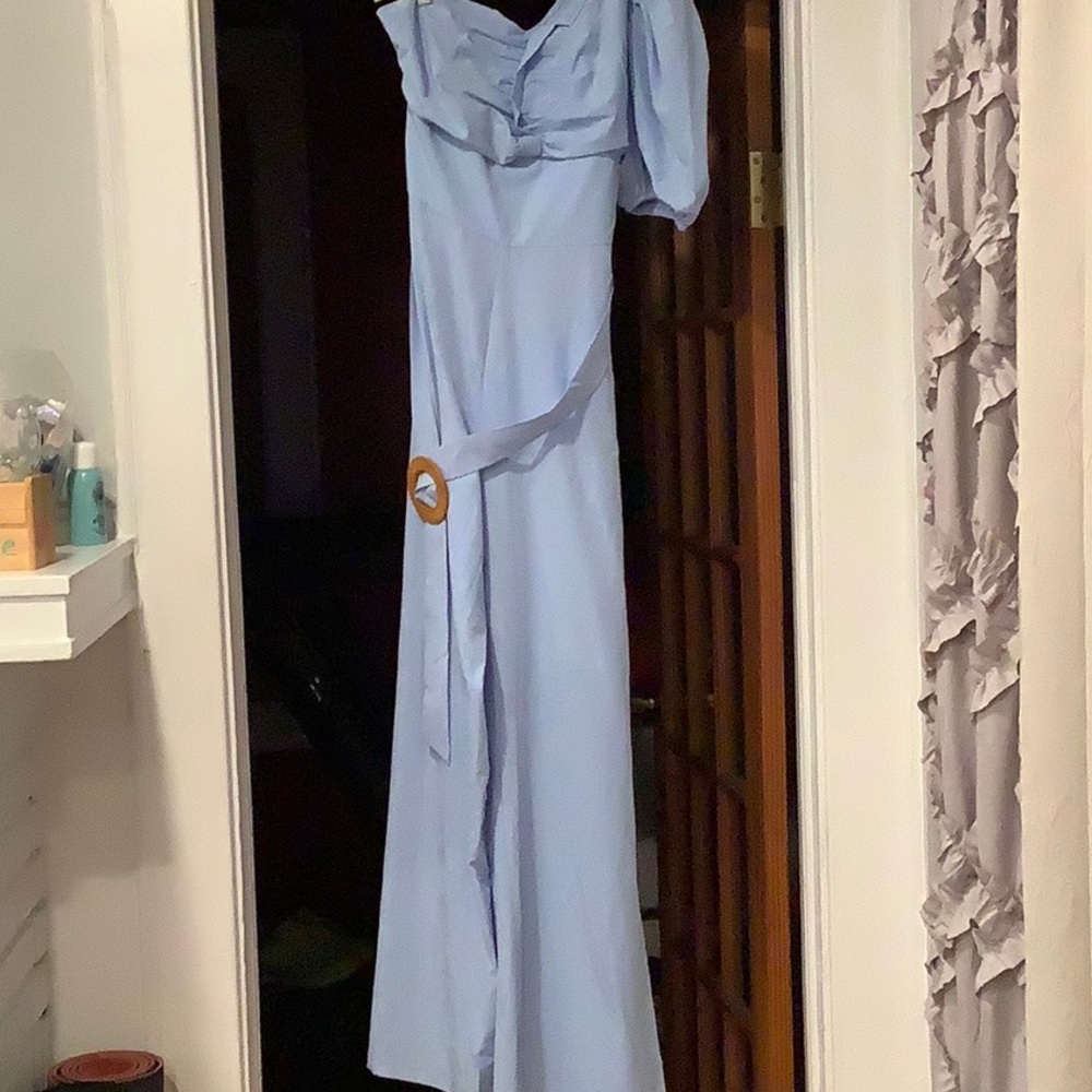 Elegant Light Blue Dress with Belt
